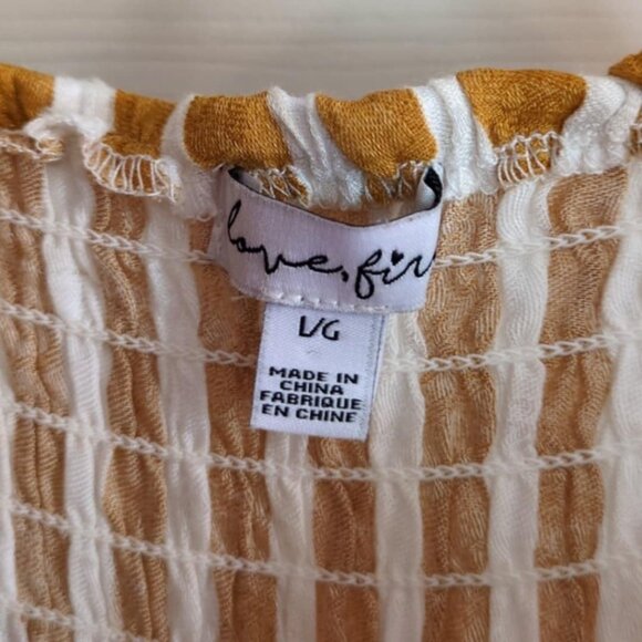 Love Fire Yellow Striped Dress Size Lg Rayon Flutter Sleeve Tank Summer Coastal - Picture 5 of 8